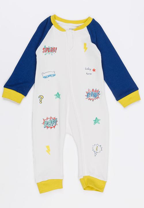 Baby Corner - Printed Zip Through  Sleepsuit Multi-colour