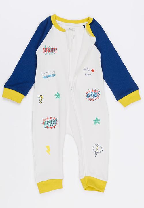 Baby Corner - Printed Zip Through  Sleepsuit Multi-colour