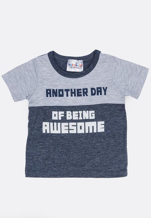 Pop Candy - Printed Short Sleeve Tee Blue and Grey