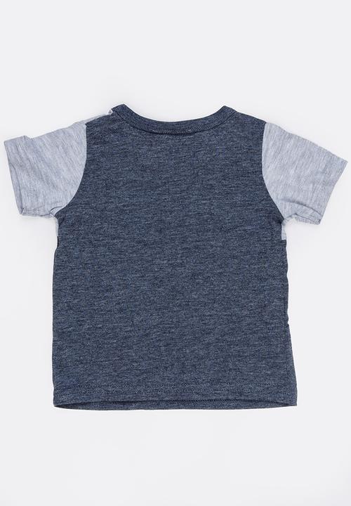 Pop Candy - Printed Short Sleeve Tee Blue and Grey