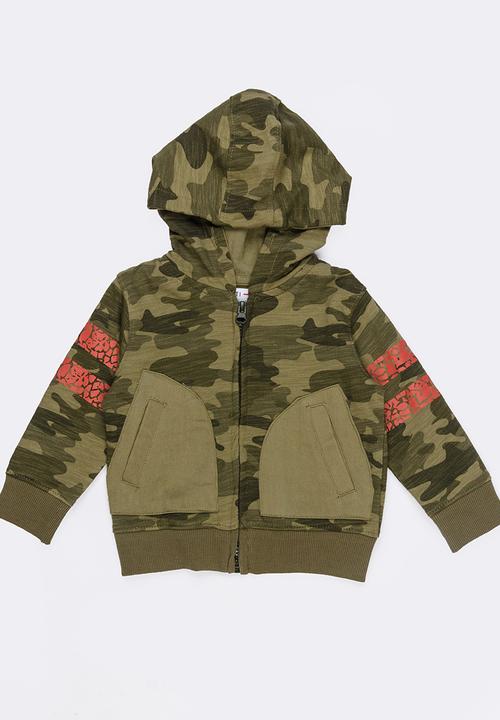 MINOTI - Tiger Camo Fleece Hoodie Multi-colour