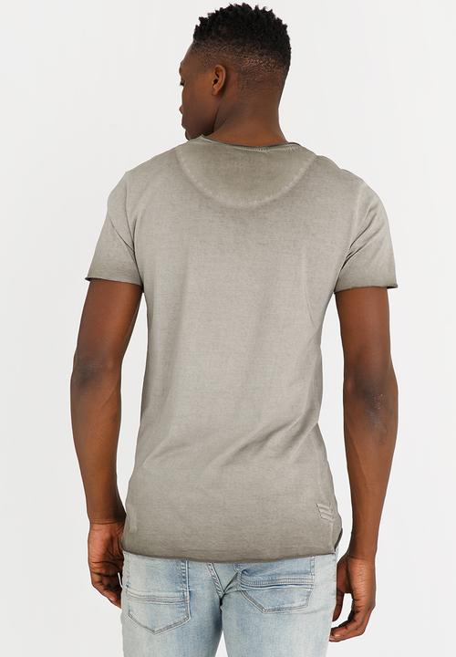 S.P.C.C - Dirty Dye Raw Edge Applique Tee Pale Grey