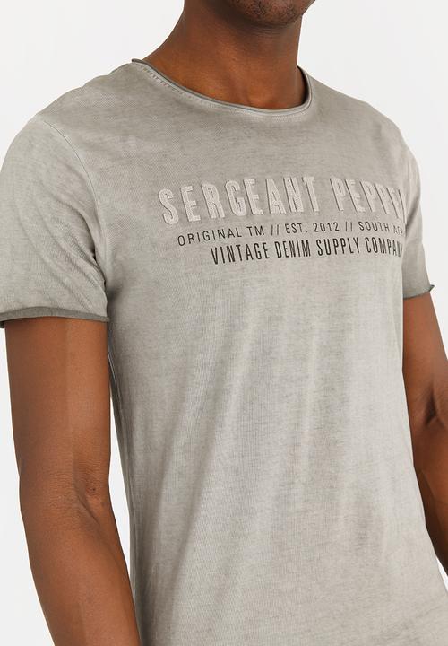 S.P.C.C - Dirty Dye Raw Edge Applique Tee Pale Grey