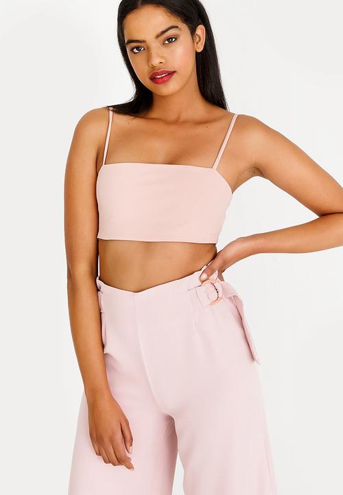 pink square neck crop top