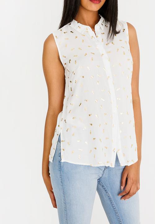 c(inch) - Pineapple Print Sleeveless Shirt White