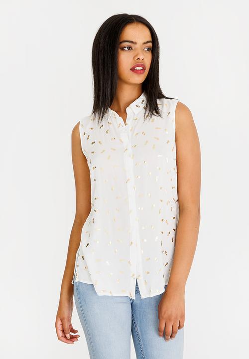 c(inch) - Pineapple Print Sleeveless Shirt White