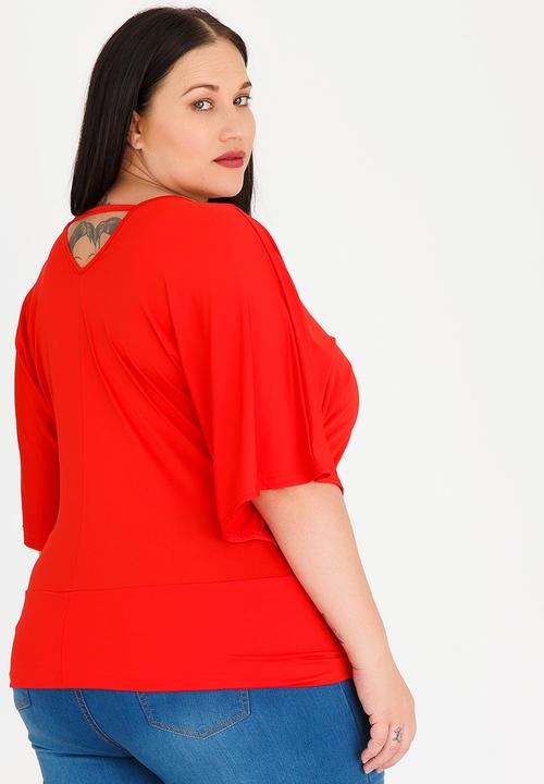 STYLE REPUBLIC PLUS - Kimono Easy Fit Top Red