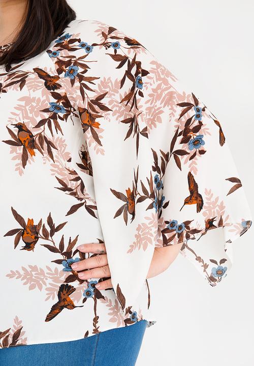 edit Plus - Flutter Sleeve Blouse Multi-colour