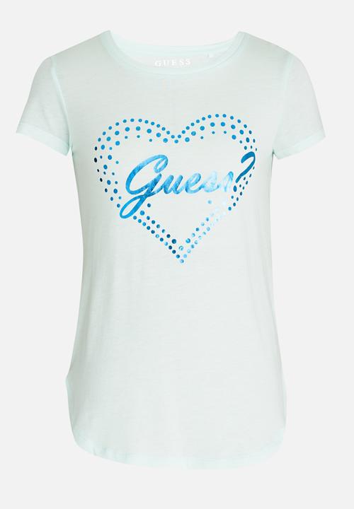 GUESS - Dotted Heart Tee Aqua