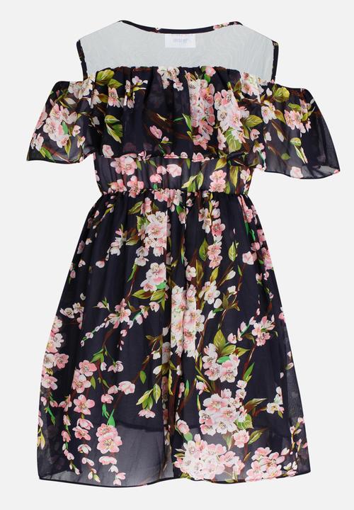 Pop Candy - Floral printed flounce dress - multi-colour