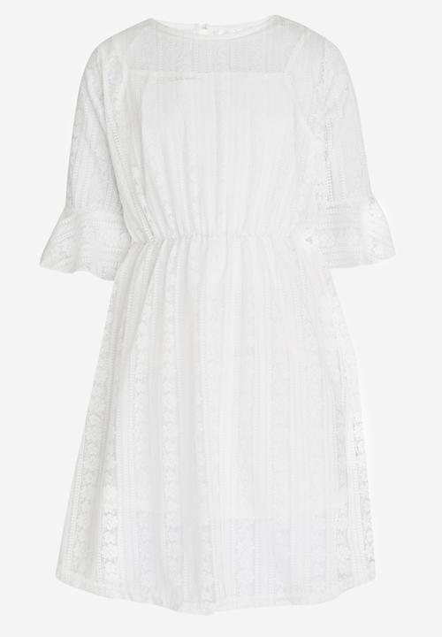 Pop Candy - Lace Dress with Flare Sleeve White