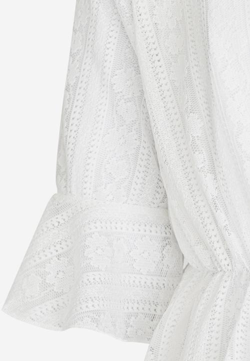 Pop Candy - Lace Dress with Flare Sleeve White