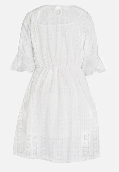Pop Candy - Lace Dress with Flare Sleeve White
