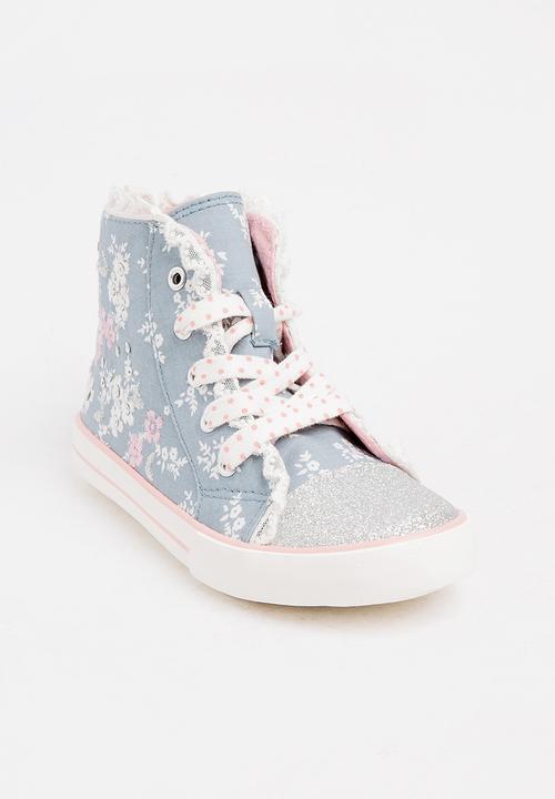 Pop Candy - Floral Glitter High Top Sneaker Mid Pink