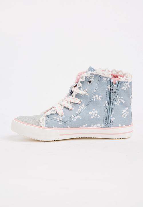 Pop Candy - Floral Glitter High Top Sneaker Mid Pink