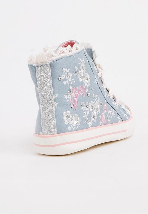 Pop Candy - Floral Glitter High Top Sneaker Mid Pink