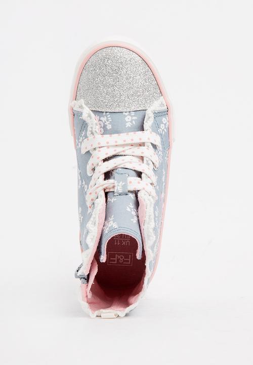 Pop Candy - Floral Glitter High Top Sneaker Mid Pink