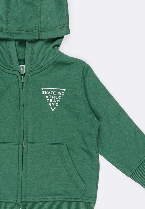 MINOTI - Basic Fleece Zip Thru Hoodie Khaki Green