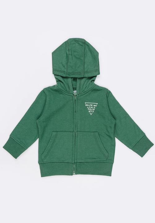 MINOTI - Basic Fleece Zip Thru Hoodie Khaki Green