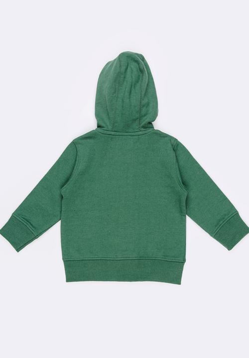 MINOTI - Basic Fleece Zip Thru Hoodie Khaki Green