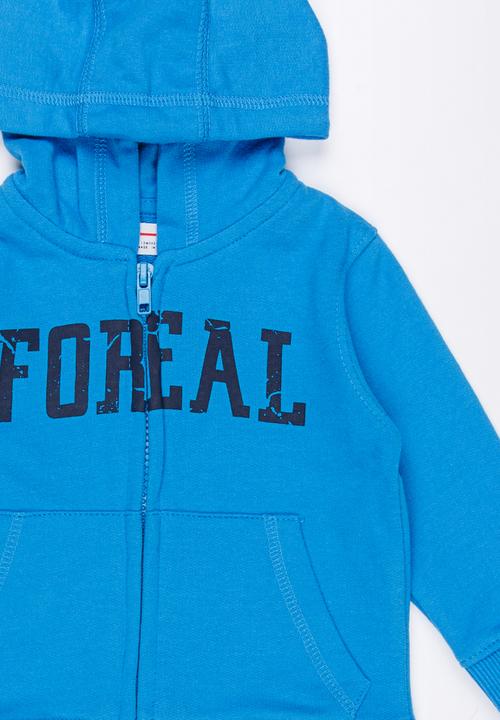 MINOTI - Basic Fleece Zip Thru Hoodie Turquoise