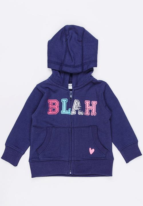 MINOTI - Basic Fleece Zip Thru Hoodie Navy