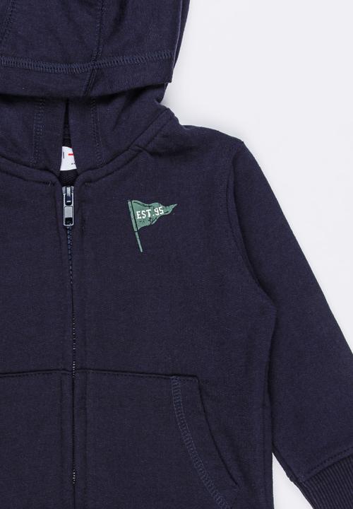 MINOTI - Basic Fleece Zip Thru Hoodie Navy