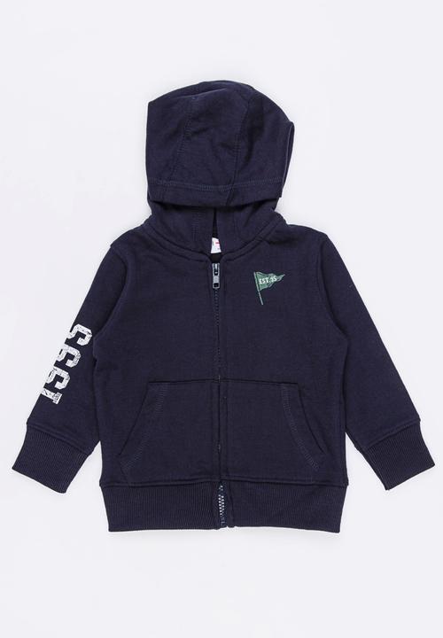 MINOTI - Basic Fleece Zip Thru Hoodie Navy