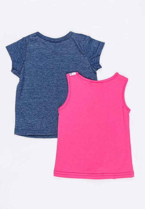 Pop Candy - Printed  Tee 2 Pack Set Mid Pink