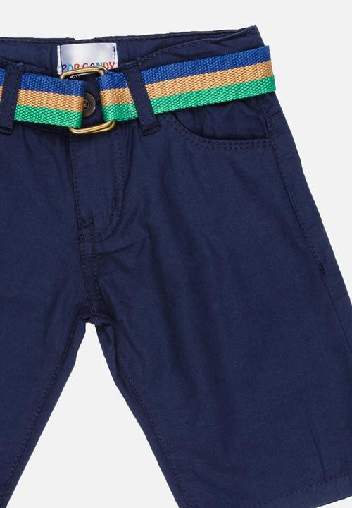 Pop Candy - Shorts with stipe belt - navy 