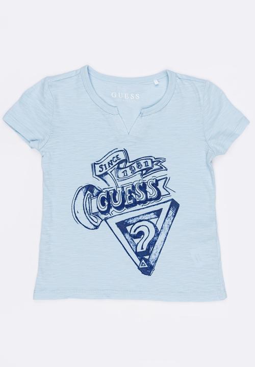 GUESS - Guess Henley Tee Pale Blue