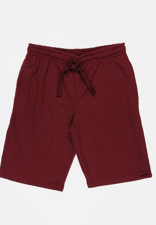Twin Clothing - Quilted Fleece Shorts Burgundy