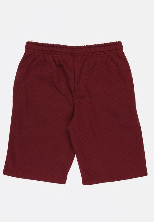 Twin Clothing - Quilted Fleece Shorts Burgundy