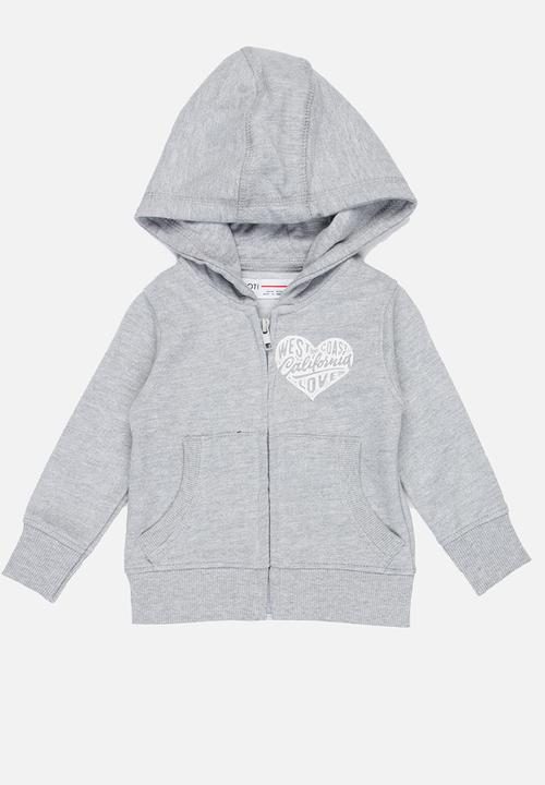 MINOTI - Basic Fleece Zip Thru Hoodie Grey