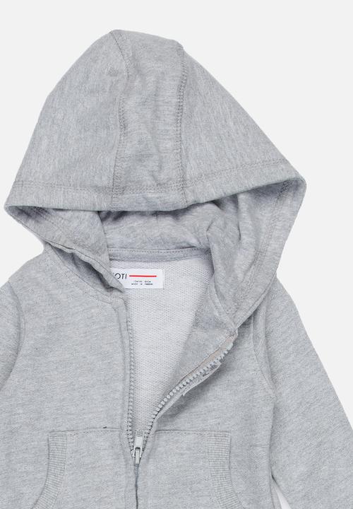 MINOTI - Basic Fleece Zip Thru Hoodie Grey