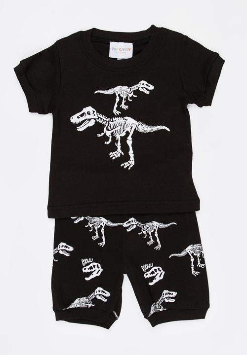 Pop Candy - Short sleeve printed pj set - black