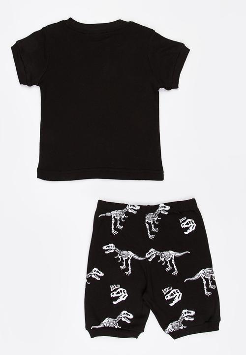Pop Candy - Short sleeve printed pj set - black