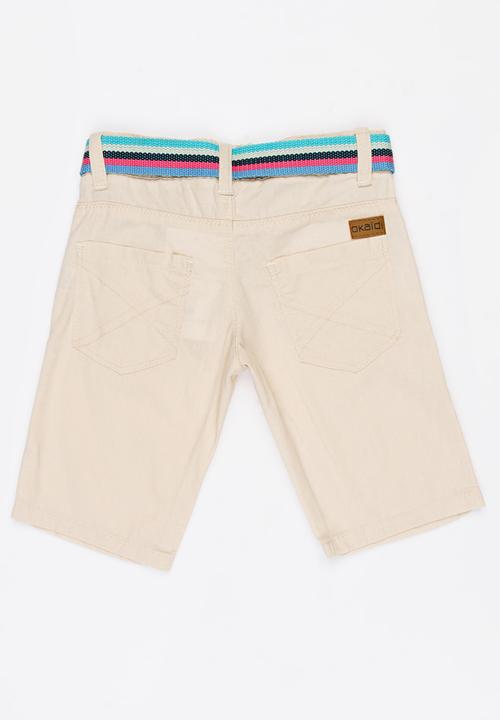Pop Candy - Shorts with stipe belt - beige