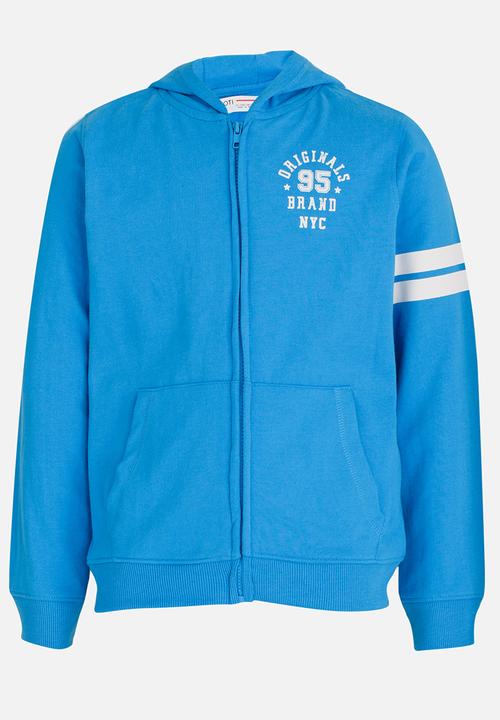 MINOTI - Basic Fleece Zip Thru Hoodie Blue