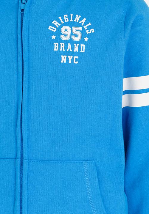 MINOTI - Basic Fleece Zip Thru Hoodie Blue