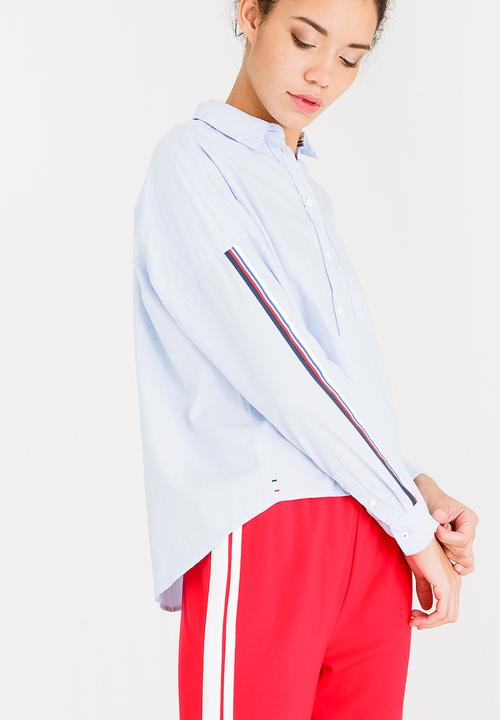 Tommy Hilfiger - Oversized Tape Detail Shirt Pale Blue