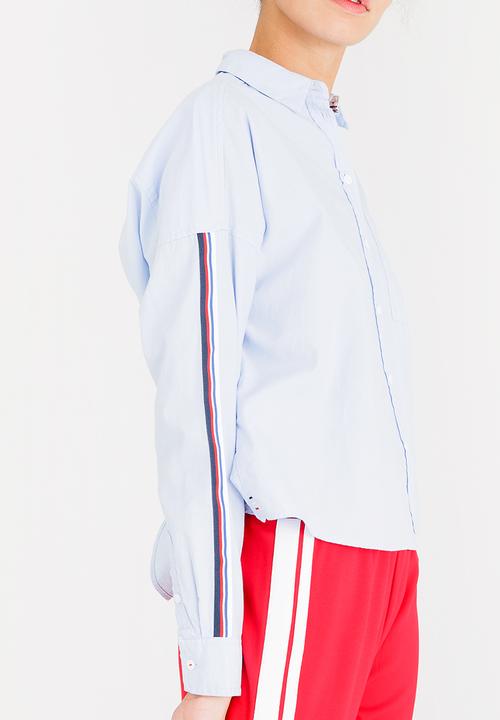 Tommy Hilfiger - Oversized Tape Detail Shirt Pale Blue