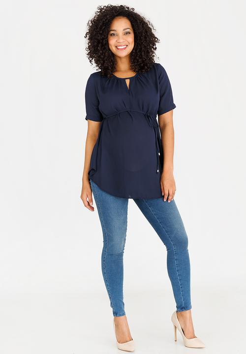 Cherry Melon - Keyhole Blouse Navy
