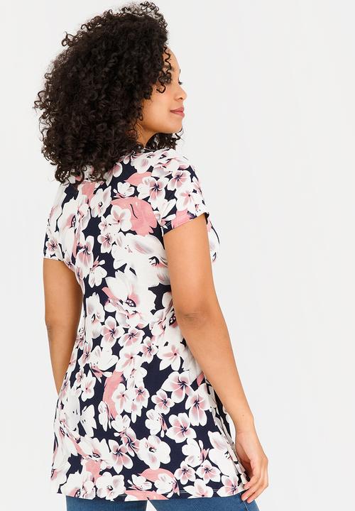 Cherry Melon - Floral Underbust Smock Top Multi-colour