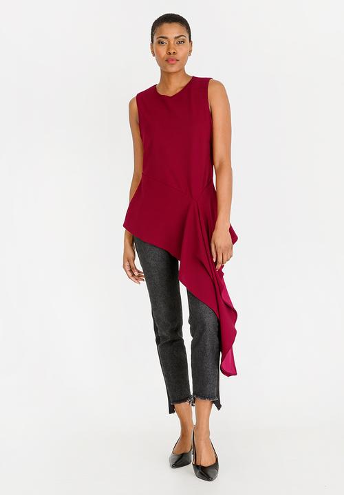 STYLE REPUBLIC - Asymmetrical Blouse Burgundy