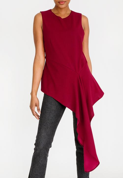 STYLE REPUBLIC - Asymmetrical Blouse Burgundy