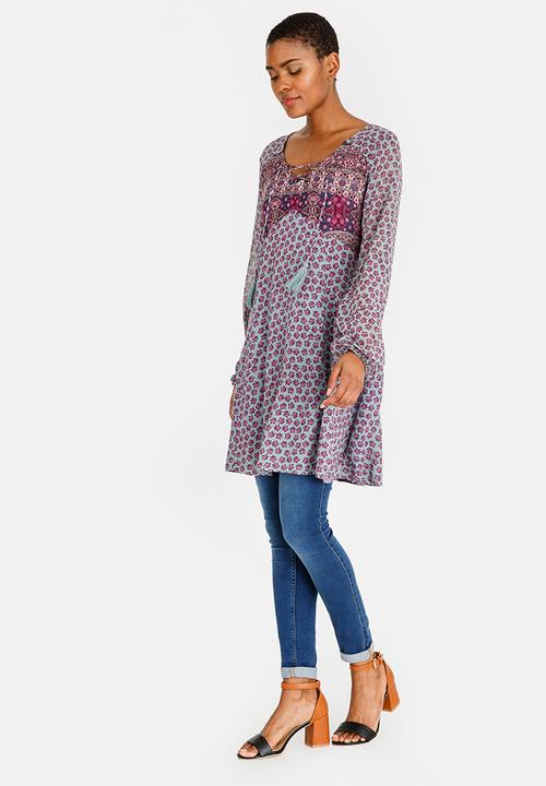 edit - Printed Long Sleeve Tunic Grey