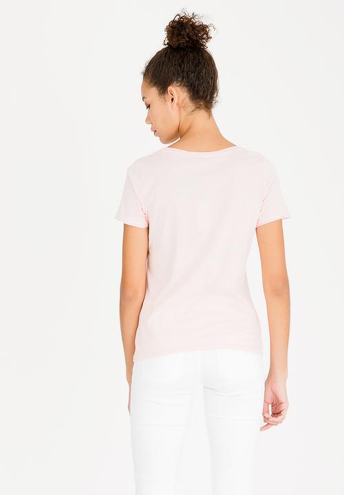 ONLY - Printed Lipstick T-shirt Pale Pink
