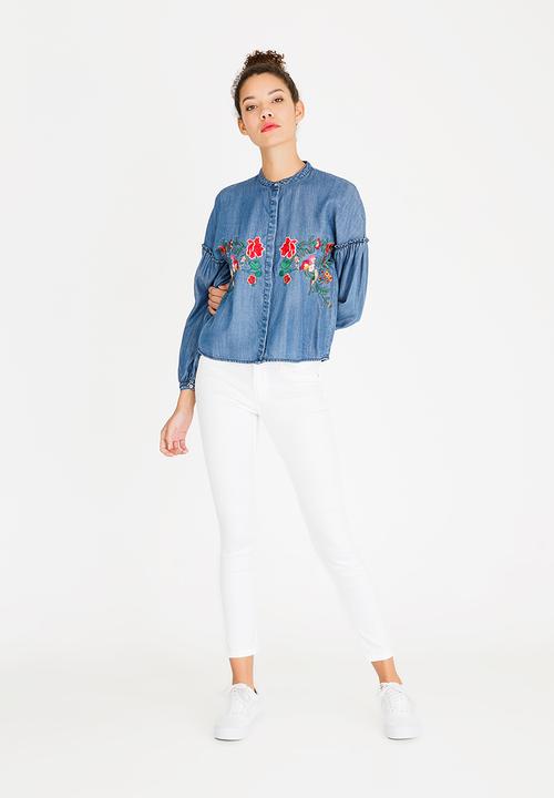 ONLY - Sara Embroidered Shirt Blue