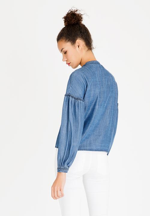 ONLY - Sara Embroidered Shirt Blue